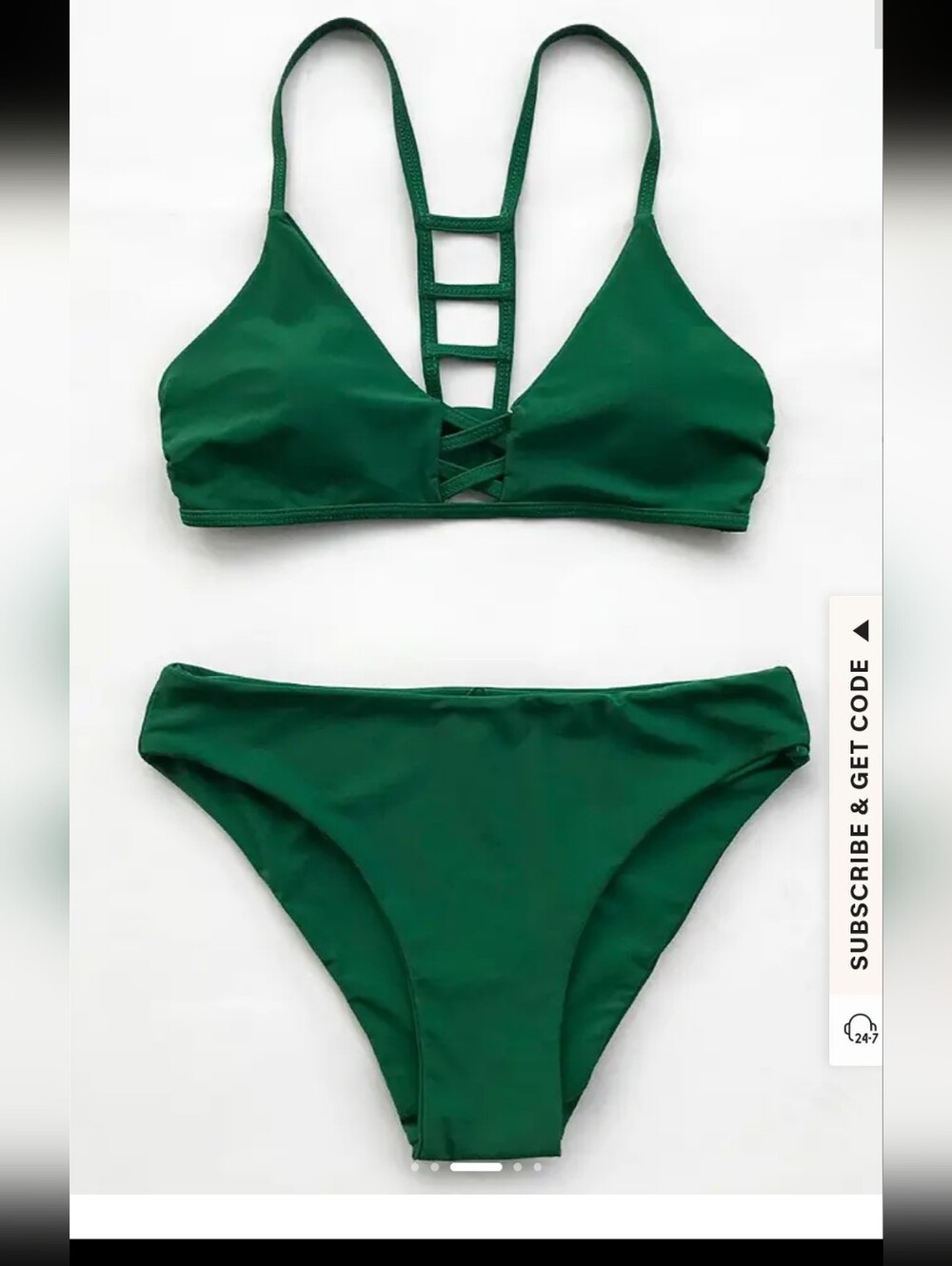 Green Strappy Ladder-Back Bikini Set - Women Swim